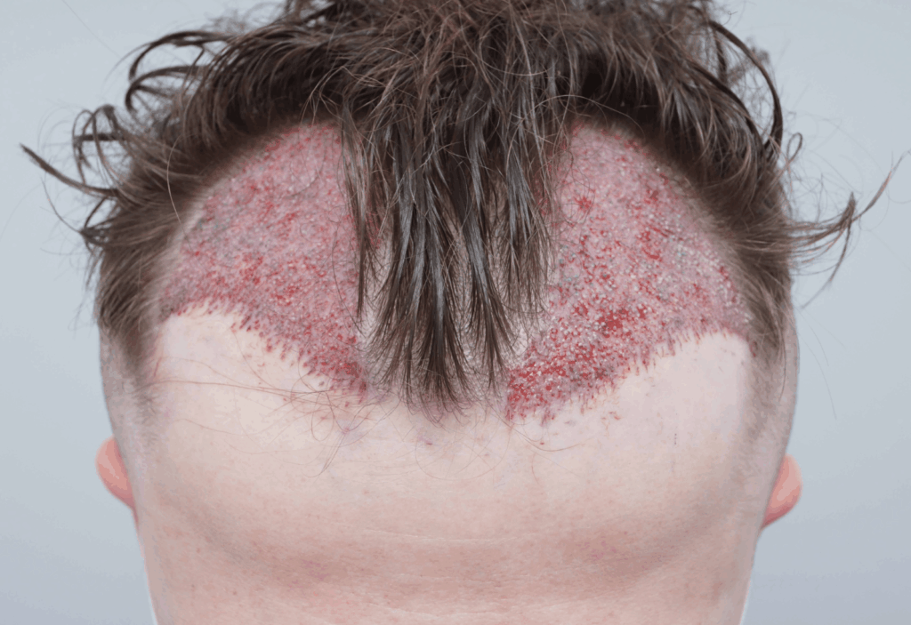 Farjo Hair Institute patient immediately post hair transplant surgery
